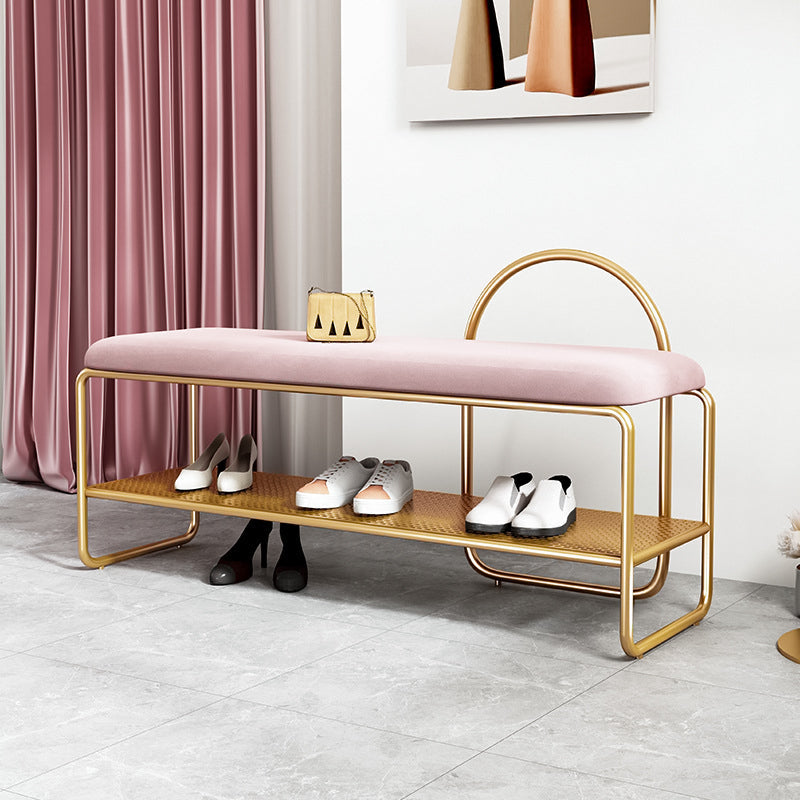 12.6 Inch Wide Glam Bench Foam Cushioned Bench with Shoe Storage Clearhalo 'Benches' 'Chairs & Seating' 'furn' 'furn_benches' 'Furniture' 'Living Room Furniture' 5741420