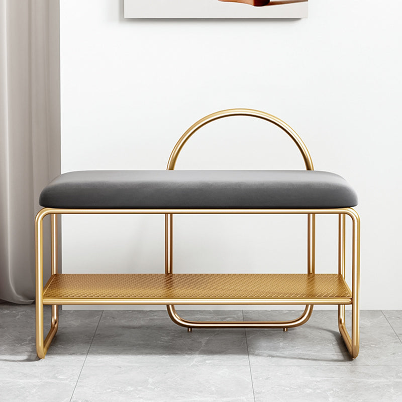 12.6 Inch Wide Glam Bench Foam Cushioned Bench with Shoe Storage 24"L x 13"W x 24"H Grey Clearhalo 'Benches' 'Chairs & Seating' 'furn' 'furn_benches' 'Furniture' 'Living Room Furniture' 5741421