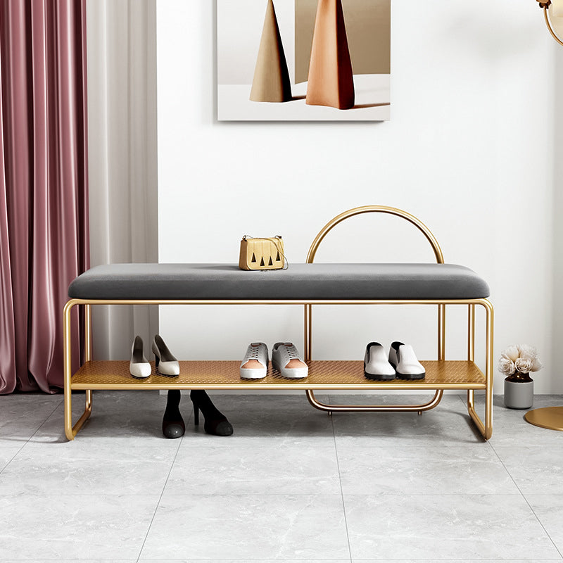 12.6 Inch Wide Glam Bench Foam Cushioned Bench with Shoe Storage Clearhalo 'Benches' 'Chairs & Seating' 'furn' 'furn_benches' 'Furniture' 'Living Room Furniture' 5741422