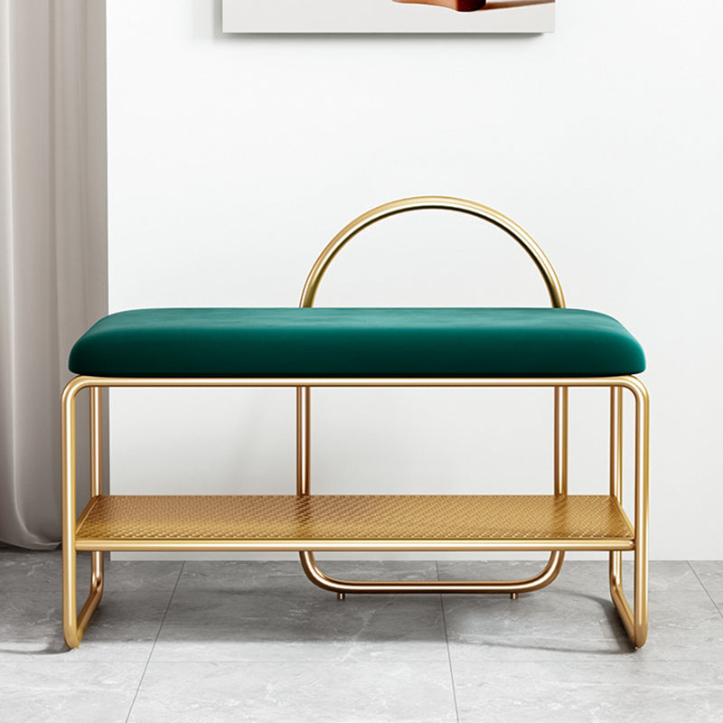 12.6 Inch Wide Glam Bench Foam Cushioned Bench with Shoe Storage 24"L x 13"W x 24"H Blackish Green Clearhalo 'Benches' 'Chairs & Seating' 'furn' 'furn_benches' 'Furniture' 'Living Room Furniture' 5741423