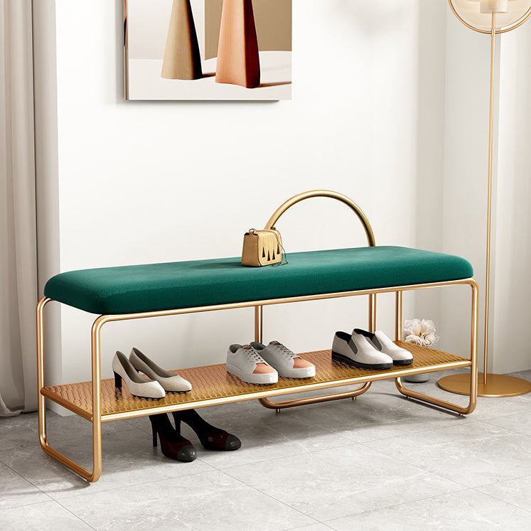 12.6 Inch Wide Glam Bench Foam Cushioned Bench with Shoe Storage Clearhalo 'Benches' 'Chairs & Seating' 'furn' 'furn_benches' 'Furniture' 'Living Room Furniture' 5741434