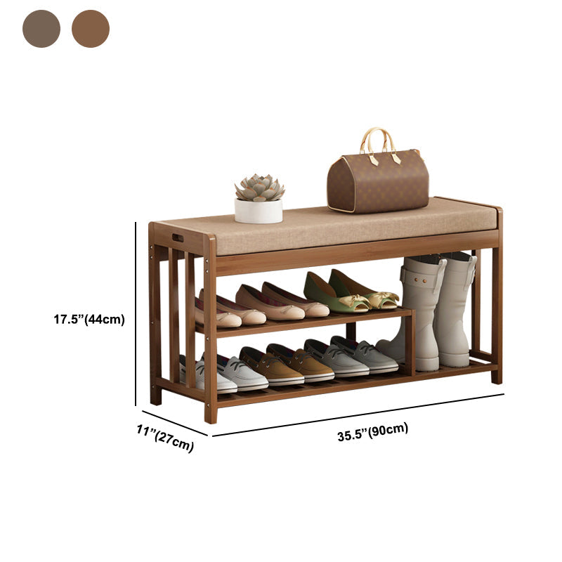 10.6"W Contemporary Entryway Bench Wood Cushioned Seating Bench Clearhalo 'Benches' 'Chairs & Seating' 'furn' 'furn_benches' 'Furniture' 'Living Room Furniture' 5741516