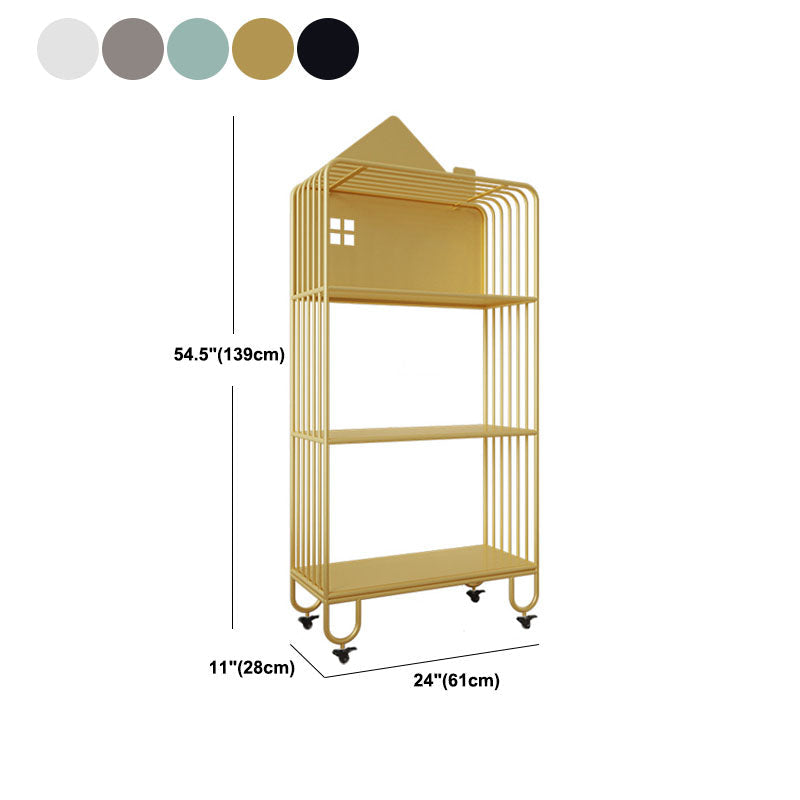 Modern Metal Bookshelf Standard Open Shelf Bookcase in Burnish