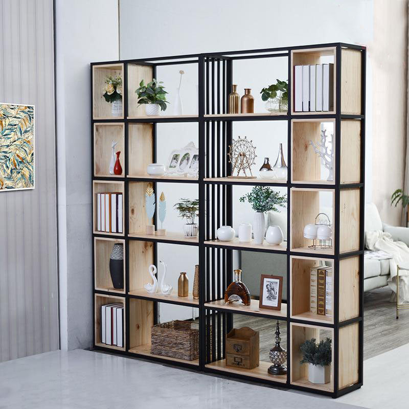 Modern Metal and Wooden Book Shelf Open Study Room Bookcase with Shelves Clearhalo 'Bookcases' 'furn' 'furn_bookcases' 'Furniture' 'Office Furniture' 5741781