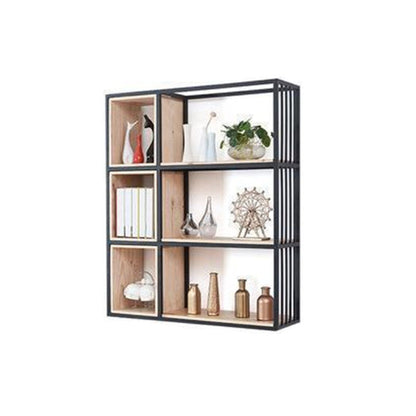 Modern Metal and Wooden Book Shelf Open Study Room Bookcase with Shelves Clearhalo 'Bookcases' 'furn' 'furn_bookcases' 'Furniture' 'Office Furniture' 5741782