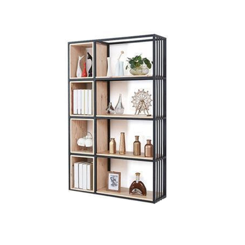 Modern Metal and Wooden Book Shelf Open Study Room Bookcase with Shelves Clearhalo 'Bookcases' 'furn' 'furn_bookcases' 'Furniture' 'Office Furniture' 5741783