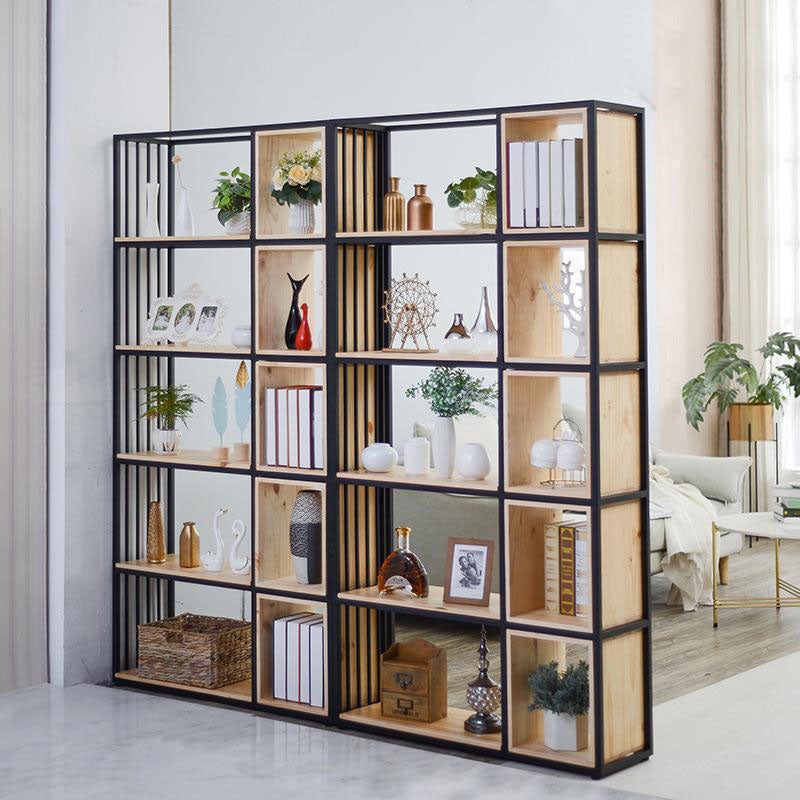 Modern Metal and Wooden Book Shelf Open Study Room Bookcase with Shelves Clearhalo 'Bookcases' 'furn' 'furn_bookcases' 'Furniture' 'Office Furniture' 5741786