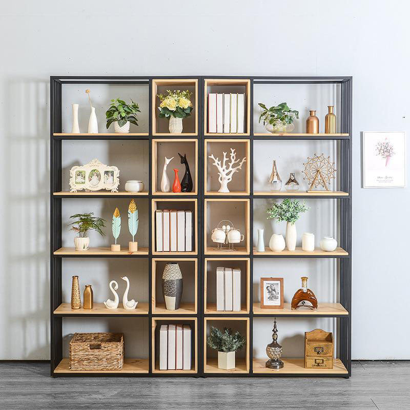 Modern Metal and Wooden Book Shelf Open Study Room Bookcase with Shelves Clearhalo 'Bookcases' 'furn' 'furn_bookcases' 'Furniture' 'Office Furniture' 5741788