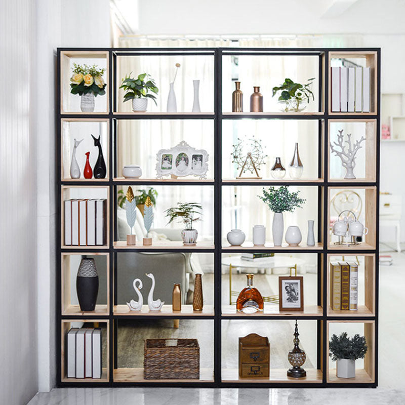 Modern Metal and Wooden Book Shelf Open Study Room Bookcase with Shelves Clearhalo 'Bookcases' 'furn' 'furn_bookcases' 'Furniture' 'Office Furniture' 5741794