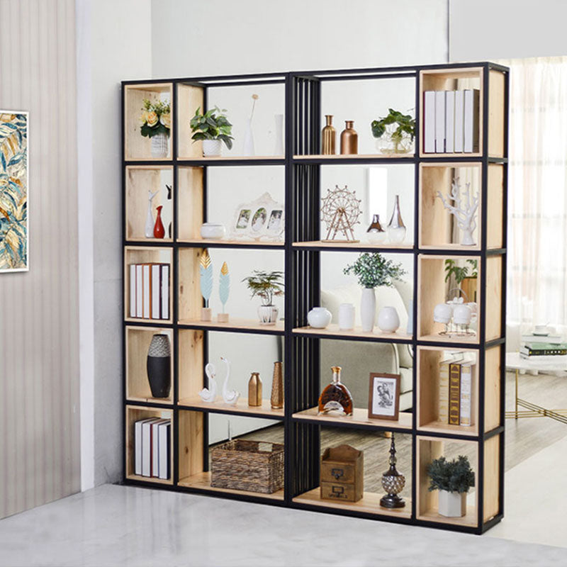 Modern Metal and Wooden Book Shelf Open Study Room Bookcase with Shelves Clearhalo 'Bookcases' 'furn' 'furn_bookcases' 'Furniture' 'Office Furniture' 5741796