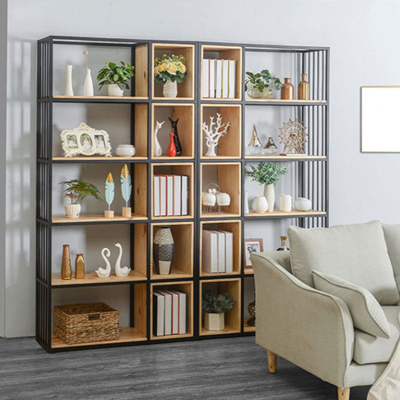 Modern Metal and Wooden Book Shelf Open Study Room Bookcase with Shelves Clearhalo 'Bookcases' 'furn' 'furn_bookcases' 'Furniture' 'Office Furniture' 5741797