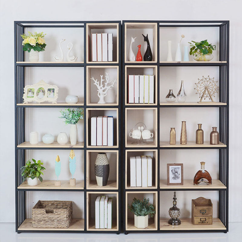 Modern Metal and Wooden Book Shelf Open Study Room Bookcase with Shelves Clearhalo 'Bookcases' 'furn' 'furn_bookcases' 'Furniture' 'Office Furniture' 5741799
