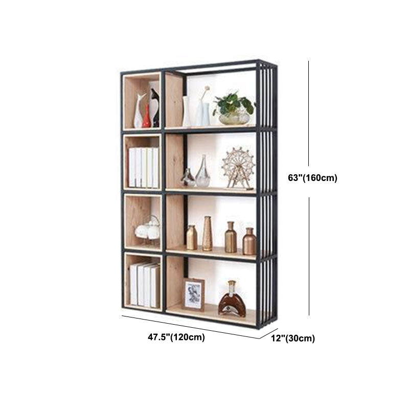 Modern Metal and Wooden Book Shelf Open Study Room Bookcase with Shelves Clearhalo 'Bookcases' 'furn' 'furn_bookcases' 'Furniture' 'Office Furniture' 5741804