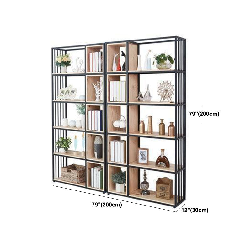 Modern Metal and Wooden Book Shelf Open Study Room Bookcase with Shelves Clearhalo 'Bookcases' 'furn' 'furn_bookcases' 'Furniture' 'Office Furniture' 5741805