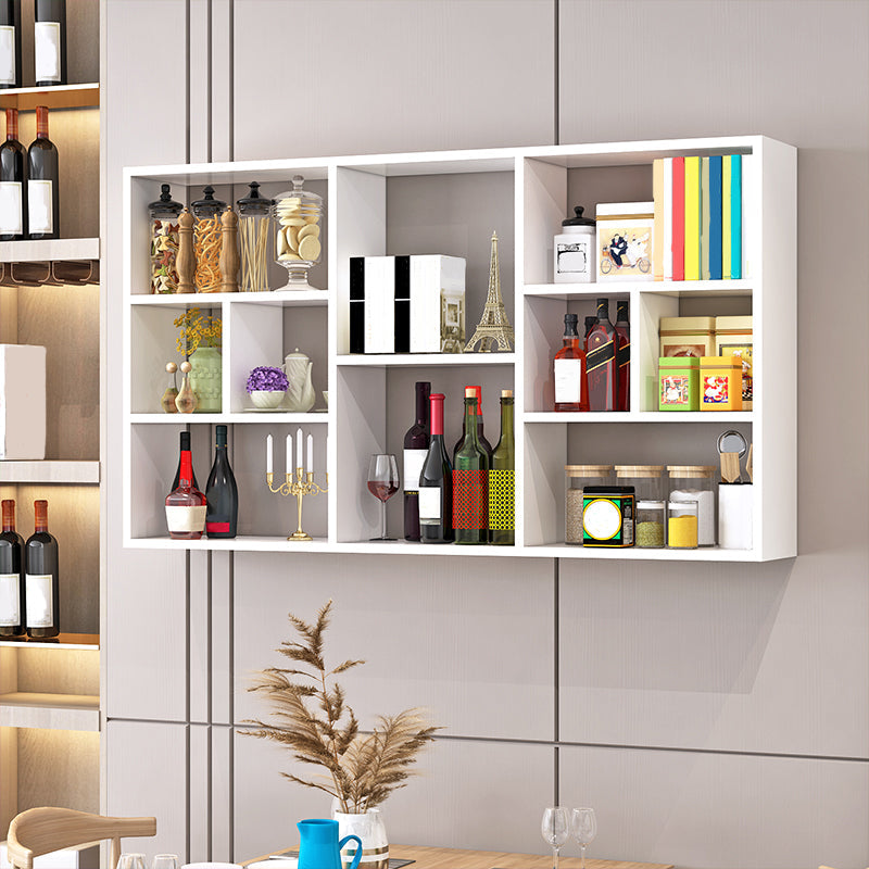 Contemporary Wooden Shelf Bookcase Wall Mounted Floating Bookcase