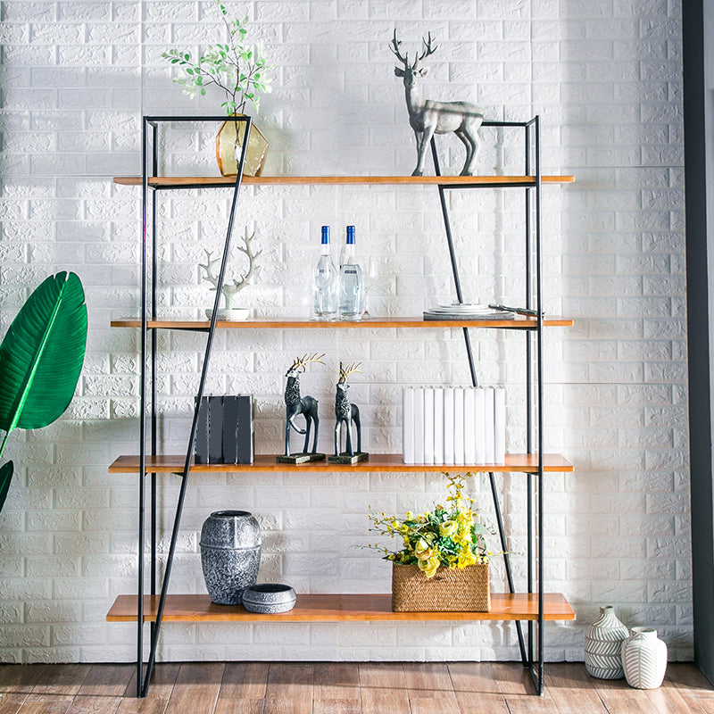 Modern Metal Bookshelf Brown Etagere Open Shelf Bookcase with Shelves Clearhalo 'Bookcases' 'furn' 'furn_bookcases' 'Furniture' 'Office Furniture' 5742033