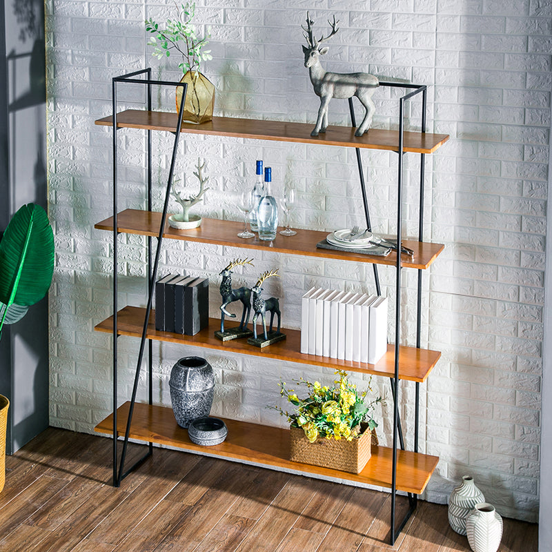 Modern Metal Bookshelf Brown Etagere Open Shelf Bookcase with Shelves Clearhalo 'Bookcases' 'furn' 'furn_bookcases' 'Furniture' 'Office Furniture' 5742035