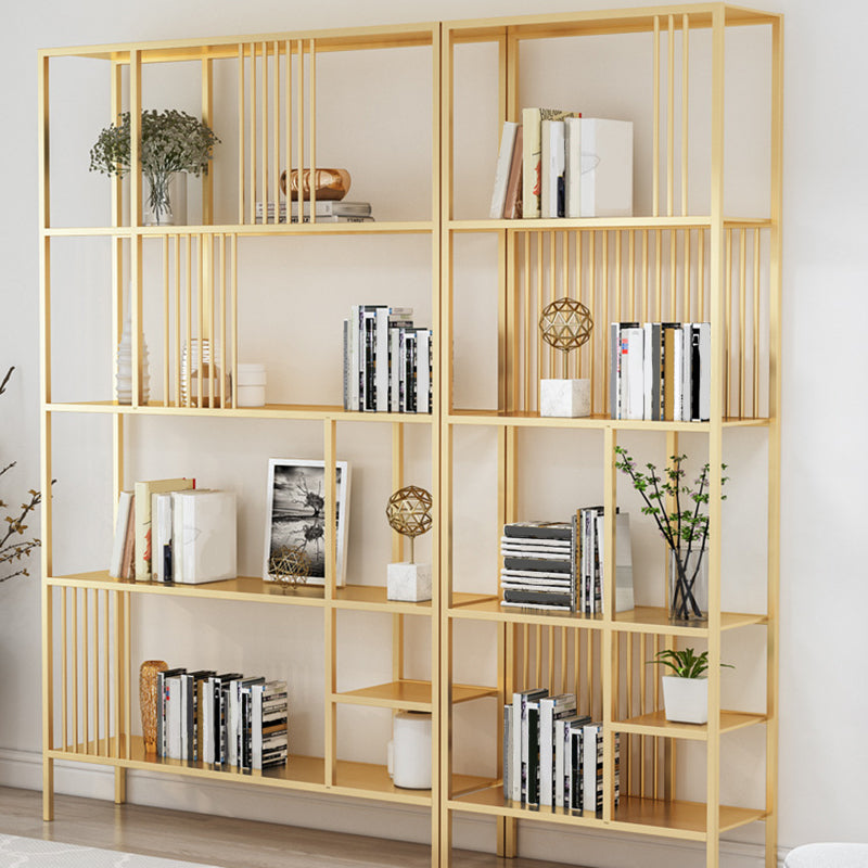 Bibliothèque moderne noire et dorée, étagère ouverte en métal pour la maison