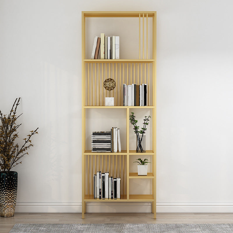 Bibliothèque moderne noire et dorée, étagère ouverte en métal pour la maison