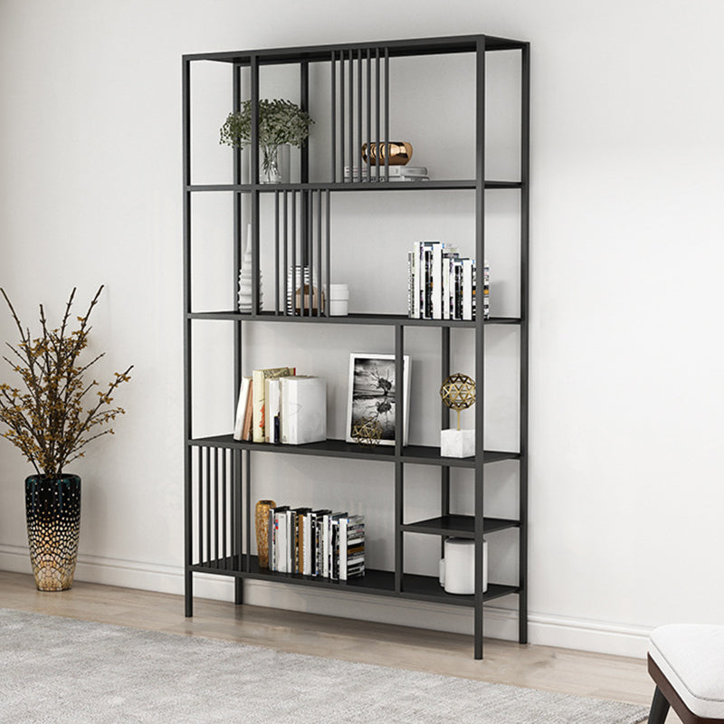 Bibliothèque moderne noire et dorée, étagère ouverte en métal pour la maison