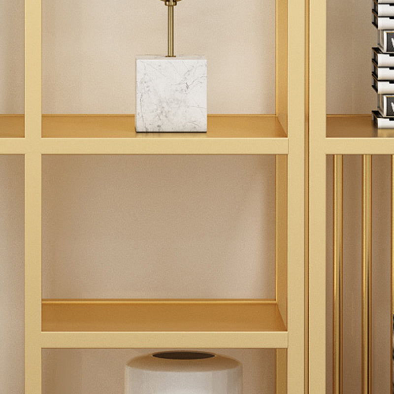 Bibliothèque moderne noire et dorée, étagère ouverte en métal pour la maison