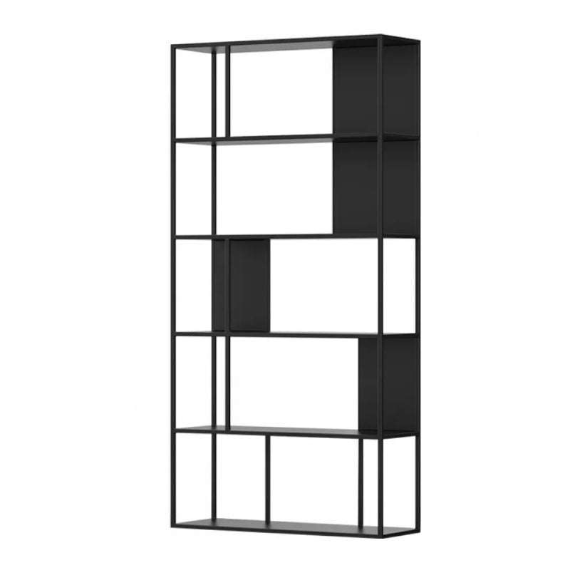 5-Shelf Modern Metal Bookshelf Etagere Open Shelf Bookcase in Burnish Black Clearhalo 'Bookcases' 'furn' 'furn_bookcases' 'Furniture' 'Office Furniture' 5742177