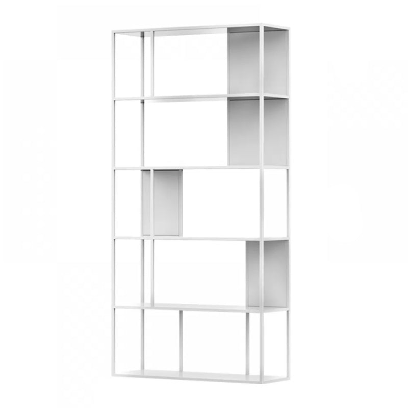 5-Shelf Modern Metal Bookshelf Etagere Open Shelf Bookcase in Burnish White Clearhalo 'Bookcases' 'furn' 'furn_bookcases' 'Furniture' 'Office Furniture' 5742182_d72d6093-a7a6-4aed-aa61-157aa8d3a52f