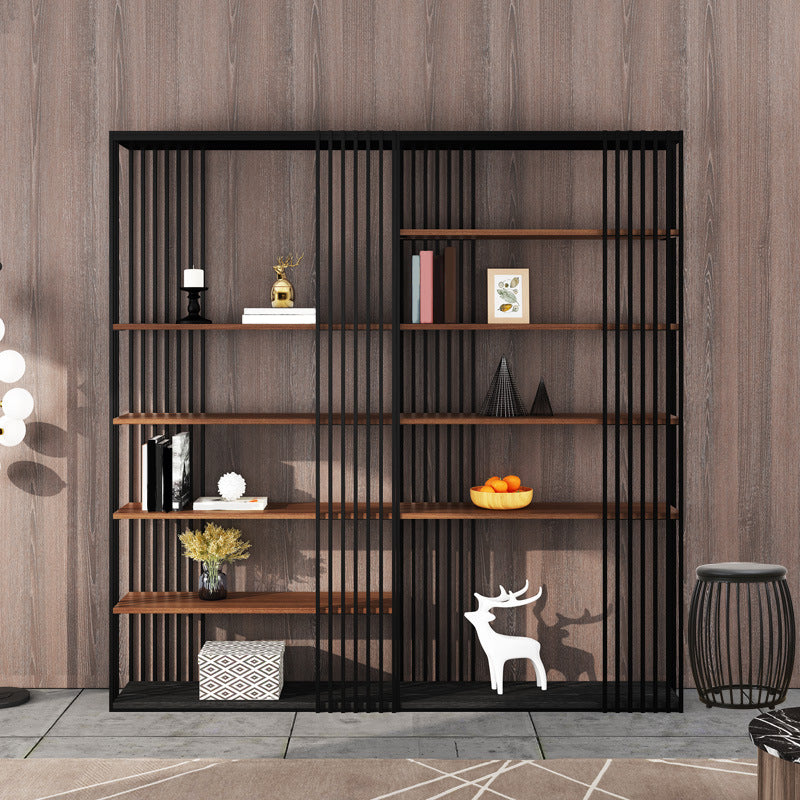 Contemporary Metal and Wooden Shelf Open Shelf Bookcase with Shelves Clearhalo 'Bookcases' 'furn' 'furn_bookcases' 'Furniture' 'Office Furniture' 5742446