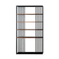 Contemporary Metal and Wooden Shelf Open Shelf Bookcase with Shelves Gloss Black Clearhalo 'Bookcases' 'furn' 'furn_bookcases' 'Furniture' 'Office Furniture' 5742448