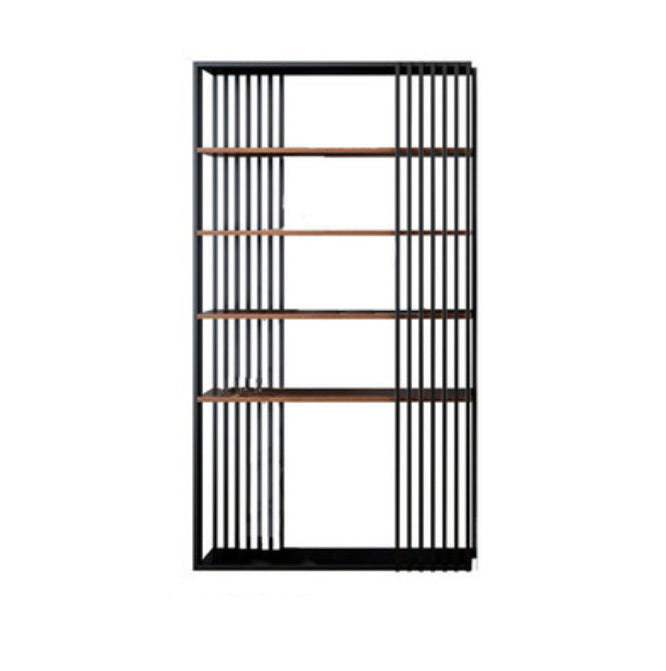 Contemporary Metal and Wooden Shelf Open Shelf Bookcase with Shelves 39"L x 12"W x 79"H Gloss Black Clearhalo 'Bookcases' 'furn' 'furn_bookcases' 'Furniture' 'Office Furniture' 5742452