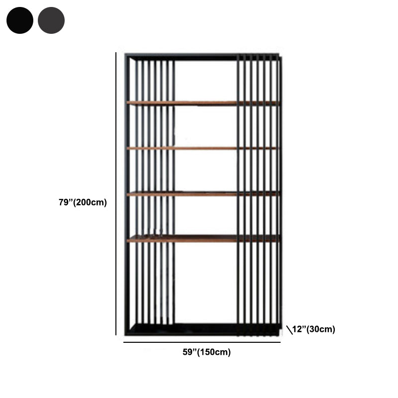 Contemporary Metal and Wooden Shelf Open Shelf Bookcase with Shelves Clearhalo 'Bookcases' 'furn' 'furn_bookcases' 'Furniture' 'Office Furniture' 5742458