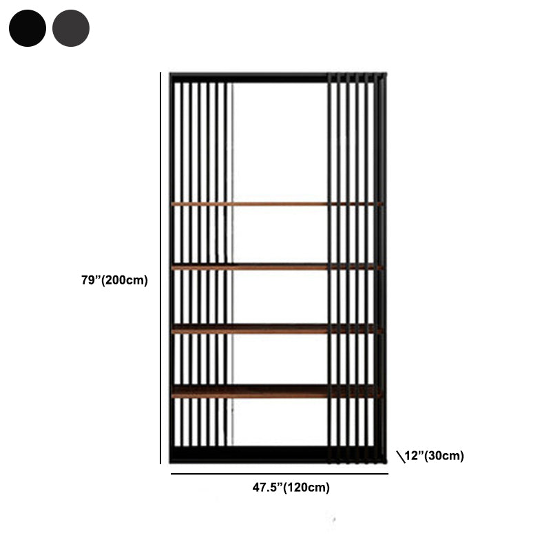 Contemporary Metal and Wooden Shelf Open Shelf Bookcase with Shelves Clearhalo 'Bookcases' 'furn' 'furn_bookcases' 'Furniture' 'Office Furniture' 5742459
