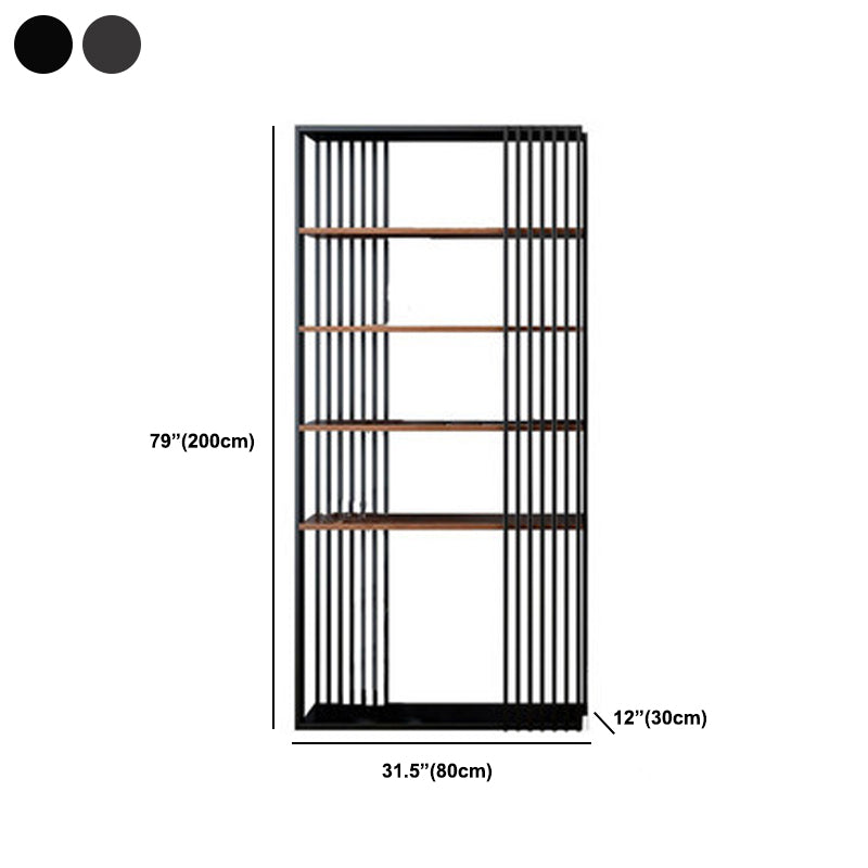 Contemporary Metal and Wooden Shelf Open Shelf Bookcase with Shelves Clearhalo 'Bookcases' 'furn' 'furn_bookcases' 'Furniture' 'Office Furniture' 5742461