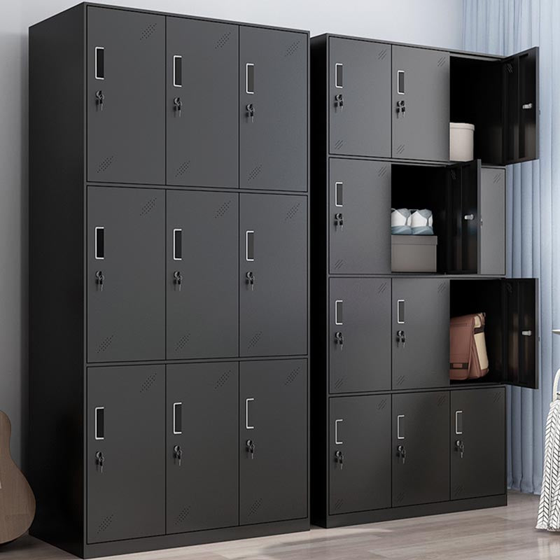 Black Metal Wardrobe Cabinet Contemporary Hinged Wardrobe Armoire Clearhalo 'Armoires & Wardrobes' 'armoires_wardrobes' 'Bedroom Furniture' 'furn' 'furn_armoires_wardrobes' 'Furniture' 5742565