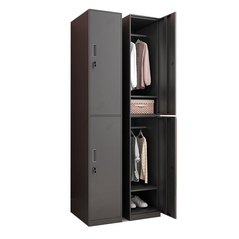 Black Metal Wardrobe Cabinet Contemporary Hinged Wardrobe Armoire 15"L x 17"W x 71"H 2 Clearhalo 'Armoires & Wardrobes' 'armoires_wardrobes' 'Bedroom Furniture' 'furn' 'furn_armoires_wardrobes' 'Furniture' 5742568