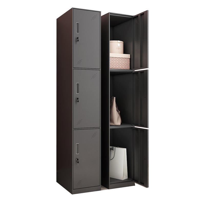 Black Metal Wardrobe Cabinet Contemporary Hinged Wardrobe Armoire 15"L x 17"W x 71"H 3 Clearhalo 'Armoires & Wardrobes' 'armoires_wardrobes' 'Bedroom Furniture' 'furn' 'furn_armoires_wardrobes' 'Furniture' 5742569