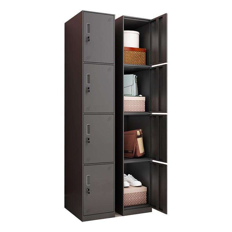Black Metal Wardrobe Cabinet Contemporary Hinged Wardrobe Armoire 15"L x 17"W x 71"H 4 Clearhalo 'Armoires & Wardrobes' 'armoires_wardrobes' 'Bedroom Furniture' 'furn' 'furn_armoires_wardrobes' 'Furniture' 5742571