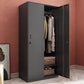 Black Metal Wardrobe Cabinet Contemporary Hinged Wardrobe Armoire Clearhalo 'Armoires & Wardrobes' 'armoires_wardrobes' 'Bedroom Furniture' 'furn' 'furn_armoires_wardrobes' 'Furniture' 5742572