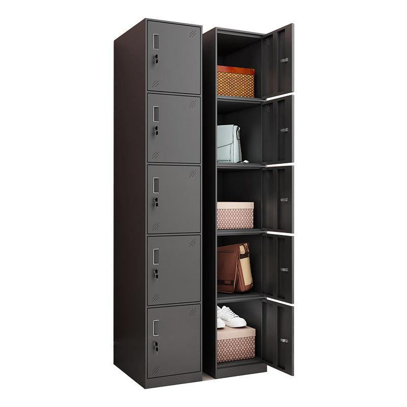 Black Metal Wardrobe Cabinet Contemporary Hinged Wardrobe Armoire 15"L x 17"W x 71"H 5 Clearhalo 'Armoires & Wardrobes' 'armoires_wardrobes' 'Bedroom Furniture' 'furn' 'furn_armoires_wardrobes' 'Furniture' 5742573