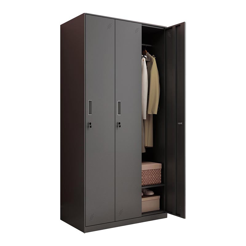 Black Metal Wardrobe Cabinet Contemporary Hinged Wardrobe Armoire 35"L x 20"W x 73"H 3 Clearhalo 'Armoires & Wardrobes' 'armoires_wardrobes' 'Bedroom Furniture' 'furn' 'furn_armoires_wardrobes' 'Furniture' 5742577