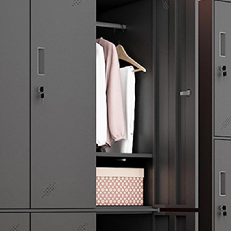 Black Metal Wardrobe Cabinet Contemporary Hinged Wardrobe Armoire Clearhalo 'Armoires & Wardrobes' 'armoires_wardrobes' 'Bedroom Furniture' 'furn' 'furn_armoires_wardrobes' 'Furniture' 5742578