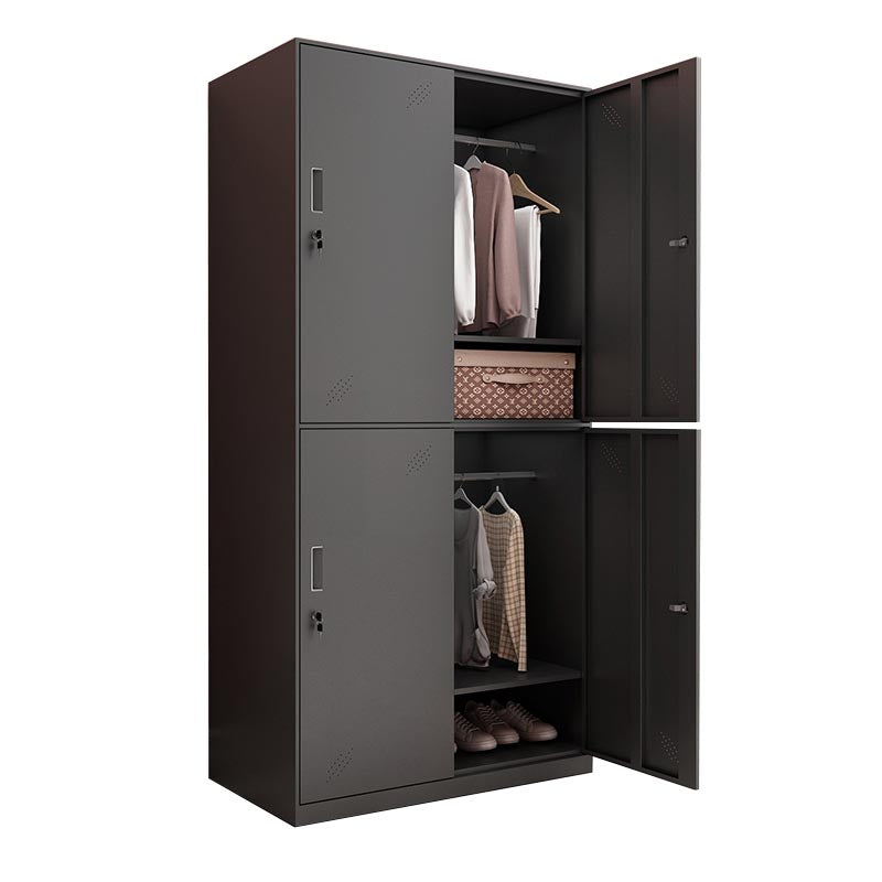 Black Metal Wardrobe Cabinet Contemporary Hinged Wardrobe Armoire 35"L x 20"W x 73"H 4 Clearhalo 'Armoires & Wardrobes' 'armoires_wardrobes' 'Bedroom Furniture' 'furn' 'furn_armoires_wardrobes' 'Furniture' 5742579