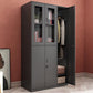 Black Metal Wardrobe Cabinet Contemporary Hinged Wardrobe Armoire Clearhalo 'Armoires & Wardrobes' 'armoires_wardrobes' 'Bedroom Furniture' 'furn' 'furn_armoires_wardrobes' 'Furniture' 5742581