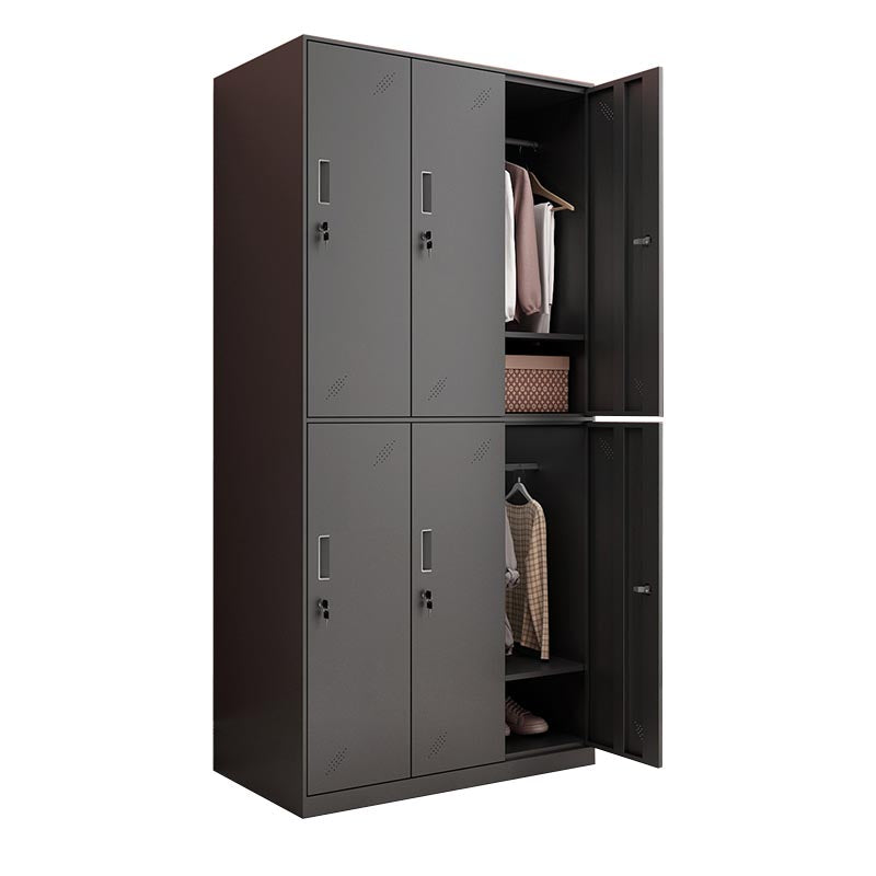Black Metal Wardrobe Cabinet Contemporary Hinged Wardrobe Armoire 35"L x 20"W x 73"H 6 Clearhalo 'Armoires & Wardrobes' 'armoires_wardrobes' 'Bedroom Furniture' 'furn' 'furn_armoires_wardrobes' 'Furniture' 5742582
