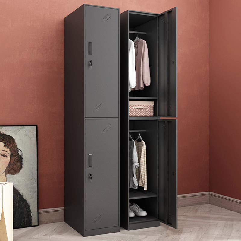 Black Metal Wardrobe Cabinet Contemporary Hinged Wardrobe Armoire Clearhalo 'Armoires & Wardrobes' 'armoires_wardrobes' 'Bedroom Furniture' 'furn' 'furn_armoires_wardrobes' 'Furniture' 5742585