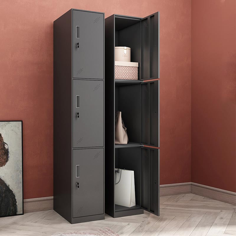 Black Metal Wardrobe Cabinet Contemporary Hinged Wardrobe Armoire Clearhalo 'Armoires & Wardrobes' 'armoires_wardrobes' 'Bedroom Furniture' 'furn' 'furn_armoires_wardrobes' 'Furniture' 5742586