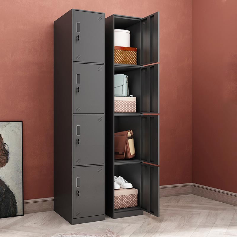 Black Metal Wardrobe Cabinet Contemporary Hinged Wardrobe Armoire Clearhalo 'Armoires & Wardrobes' 'armoires_wardrobes' 'Bedroom Furniture' 'furn' 'furn_armoires_wardrobes' 'Furniture' 5742587