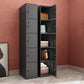 Black Metal Wardrobe Cabinet Contemporary Hinged Wardrobe Armoire Clearhalo 'Armoires & Wardrobes' 'armoires_wardrobes' 'Bedroom Furniture' 'furn' 'furn_armoires_wardrobes' 'Furniture' 5742588
