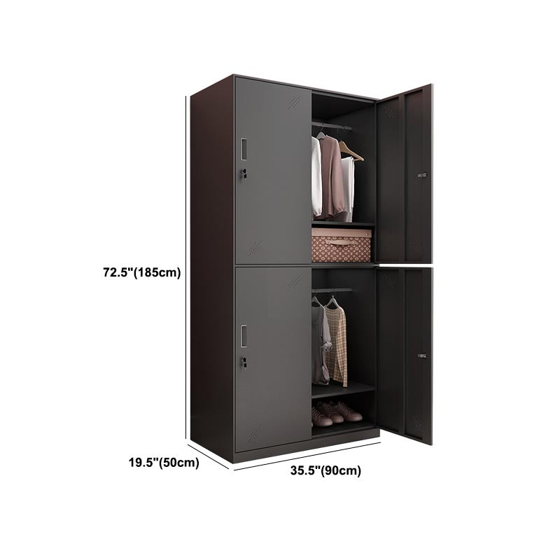 Black Metal Wardrobe Cabinet Contemporary Hinged Wardrobe Armoire Clearhalo 'Armoires & Wardrobes' 'armoires_wardrobes' 'Bedroom Furniture' 'furn' 'furn_armoires_wardrobes' 'Furniture' 5742592