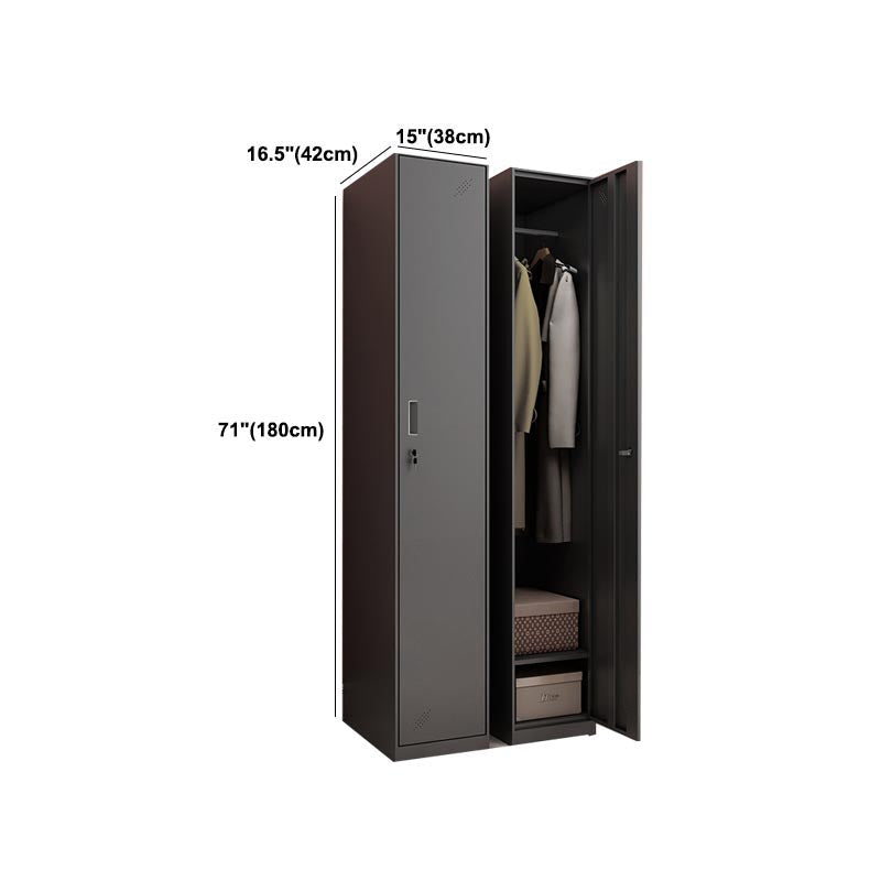 Black Metal Wardrobe Cabinet Contemporary Hinged Wardrobe Armoire Clearhalo 'Armoires & Wardrobes' 'armoires_wardrobes' 'Bedroom Furniture' 'furn' 'furn_armoires_wardrobes' 'Furniture' 5742595